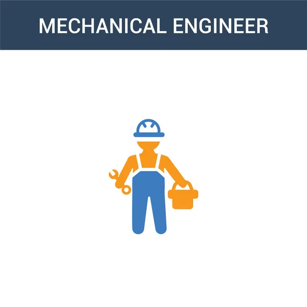 Dua Ikon Konsep Vektor Mechanical Engineer Berwarna Warna Teknisi Mesin - Stok Vektor