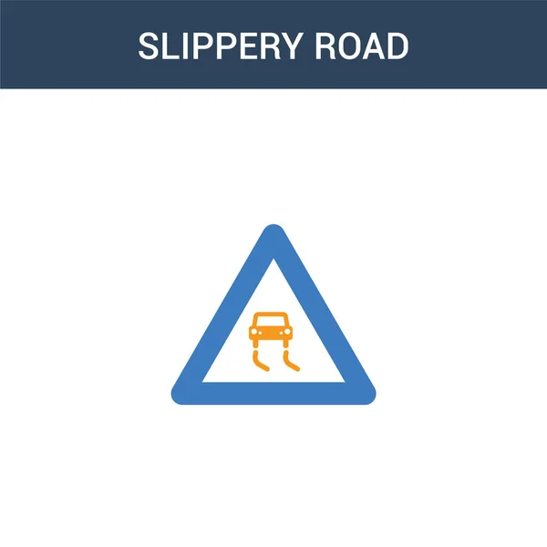 Dos Colores Slippery Icono Vector Concepto Carretera Color Slippery Road — Vector de stock