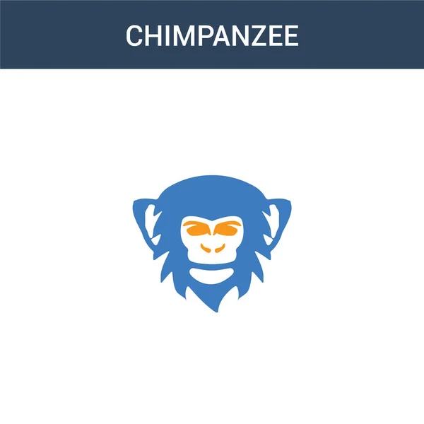 Dwie Kolorowe Ikony Wektora Koncepcji Szympansa Kolorowy Szympans Wektor Ilustracji — Wektor stockowy