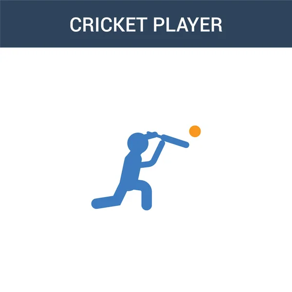 Dos Color Cricket Jugador Concepto Vector Icono Color Cricket Jugador — Vector de stock
