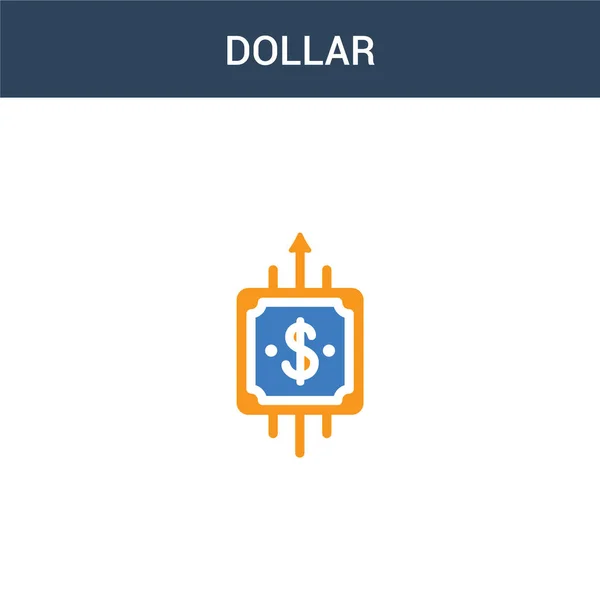 Dwie Kolorowe Dolary Wektor Koncepcji Ikona Kolor Wektor Ilustracji Dolar — Wektor stockowy