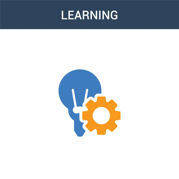Két Színes Learning Koncepció Vektor Ikon Színes Tanulási Vektor Illusztráció — Stock Vector