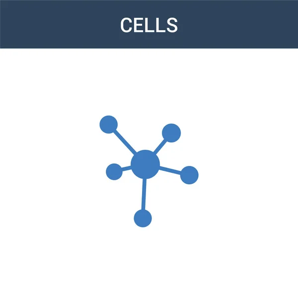 两个彩色细胞概念向量图标 2个彩色单元格矢量图解 白色背景上孤立的蓝色和橙色大脑图标 — 图库矢量图片