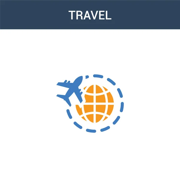 Twee Gekleurde Travel Concept Vector Icoon Kleuren Travel Vector Illustratie — Stockvector