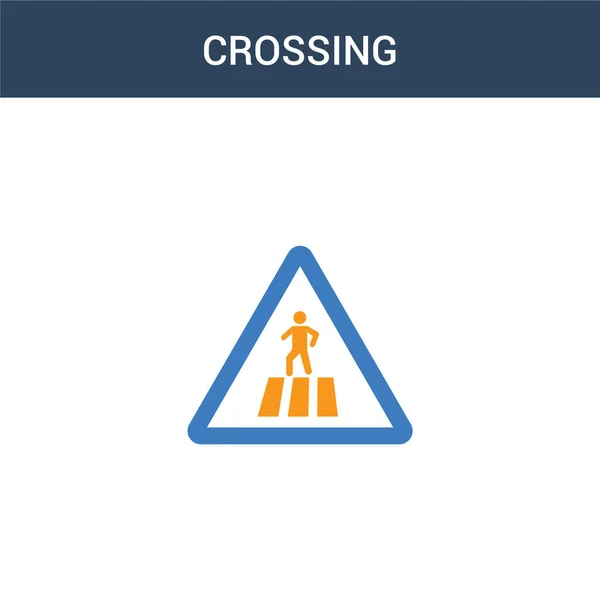 Dos Colores Crossing Icono Vector Concepto Ilustración Vectores Cruce Color — Vector de stock