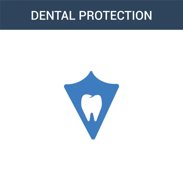 Dos Iconos Vectores Concepto Protección Dental Color Ilustración Vectorial Protección — Archivo Imágenes Vectoriales