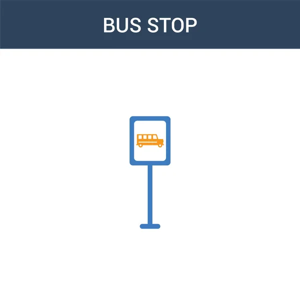 Két Színes Bus Stop Koncepció Vektor Ikon Színes Buszmegálló Vektor — Stock Vector