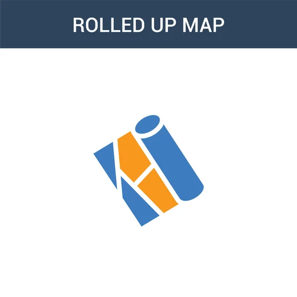 Dos Colores Rolled Mapa Icono Vector Concepto Color Rolled Map — Vector de stock