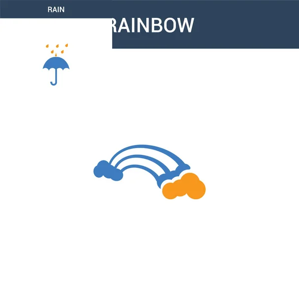 两个彩色彩虹概念矢量图标 2色彩虹矢量插图 白色背景上孤立的蓝色和橙色大脑图标 — 图库矢量图片