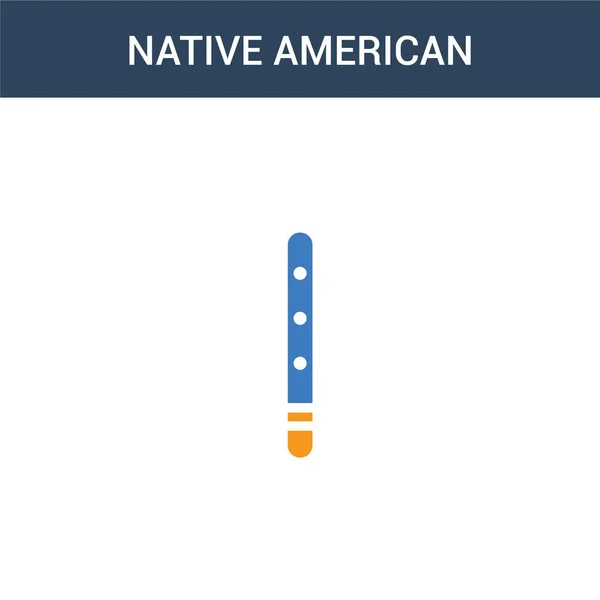 Iki Renkli Amerikan Yerlisi Flüt Konsept Vektör Ikonu Renk Amerikan — Stok Vektör