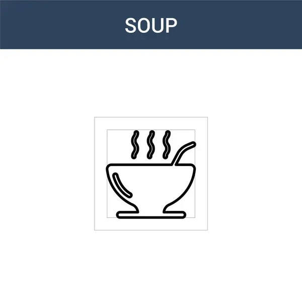 Dua Ikon Konsep Vektor Soup Berwarna Ilustrasi Vektor Sup Warna - Stok Vektor