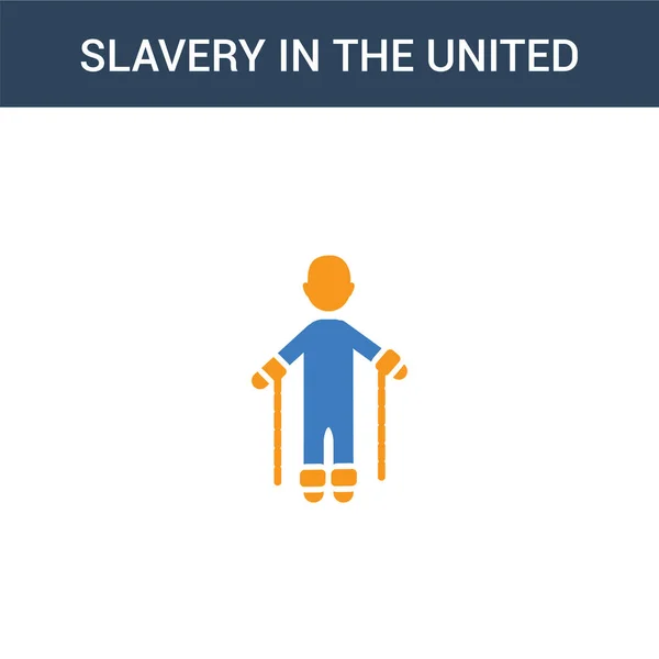 Dvě Barevné Otroctví Ikoně Vektoru Pojetí Spojených Států Barevné Otroctví — Stockový vektor