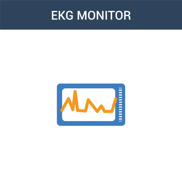 Dos Colores Ekg Monitor Concepto Vector Icono Color Ekg Monitor — Vector de stock