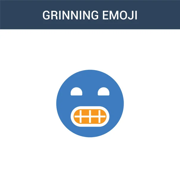 Två Färgade Grinning Emoji Koncept Vektor Ikon Färg Grinning Emoji — Stock vektor