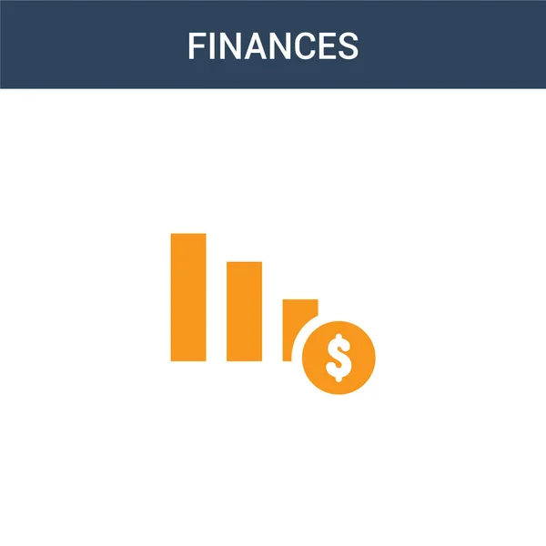 Twee Gekleurde Finances Concept Vector Icoon Kleuren Financiën Vector Illustratie — Stockvector