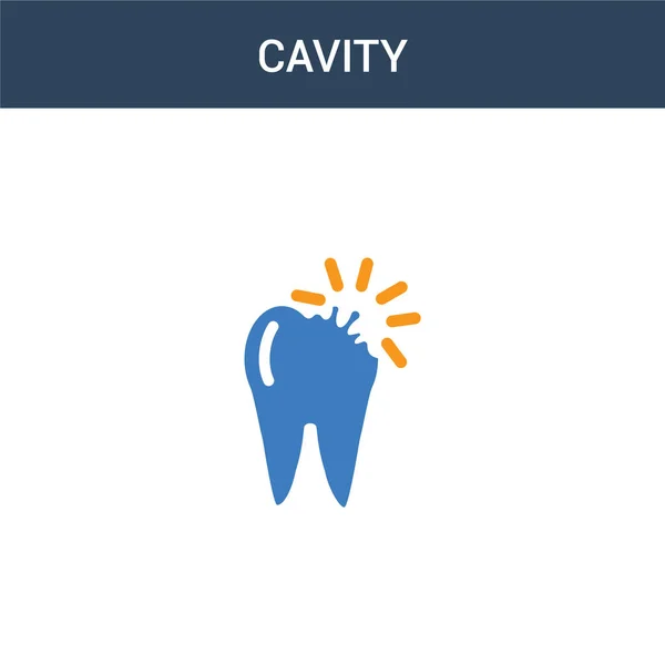 Zweifarbiges Cavity Konzept Vektorsymbol Farbige Vektor Illustration Isoliertes Blaues Und — Stockvektor