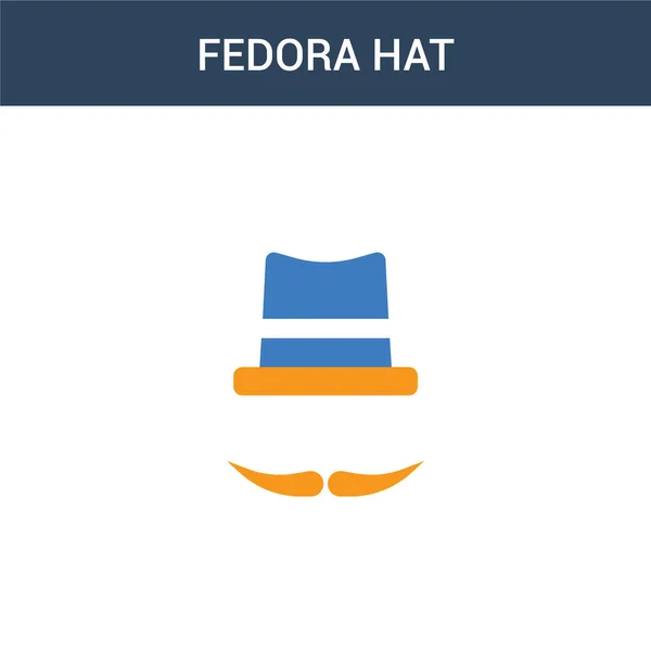 Zweifarbige Fedora Hut Konzept Vektor Symbol Farbe Fedora Hut Vektor — Stockvektor