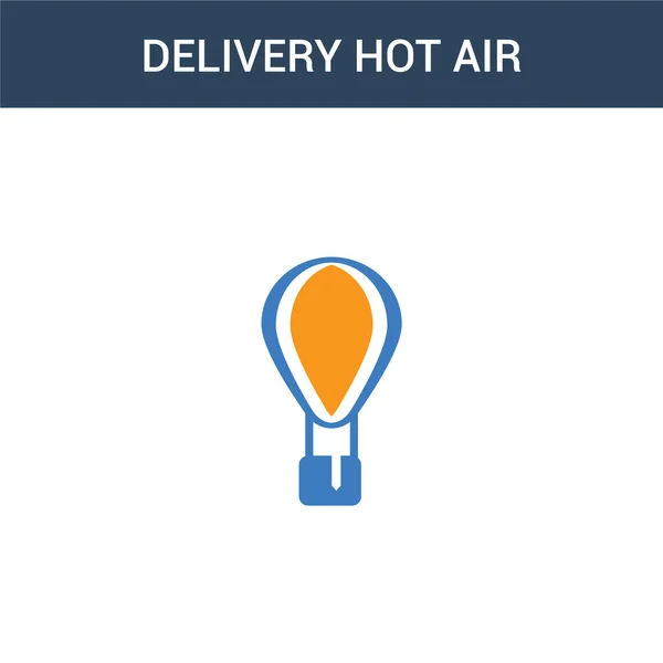 Dua Ikon Konsep Vektor Balon Udara Delivery Hot Berwarna Warna - Stok Vektor