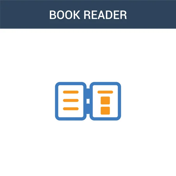 Dvě Barevné Knihy Čtenář Koncept Vektorové Ikony Čtečky Knih Barev — Stockový vektor