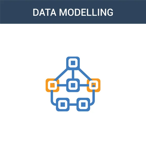 Två Färgade Data Modellering Koncept Vektor Ikon Färg Data Modellering — Stock vektor