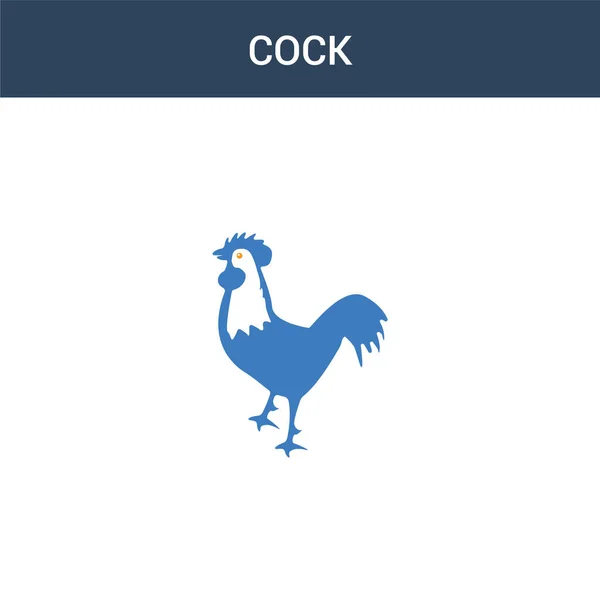 Dois Colorido Cock Conceito Vetor Ícone Ilustração Vetor Galo Cor — Vetor de Stock