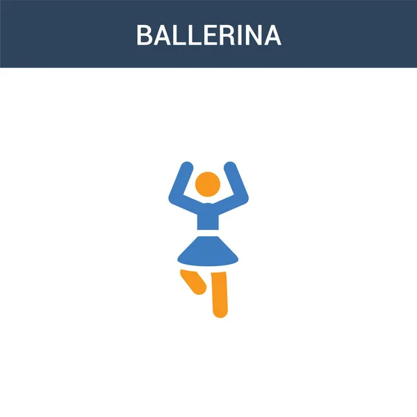 Dois Ícone Vetorial Conceito Bailarina Colorido Cor Ballerina Vetor Ilustração — Vetor de Stock