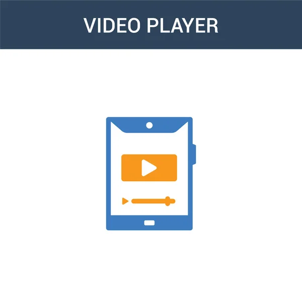 Zweifarbiges Videoplayer Konzept Vektor Symbol Farbige Videoplayer Vektorillustration Isoliertes Blaues — Stockvektor