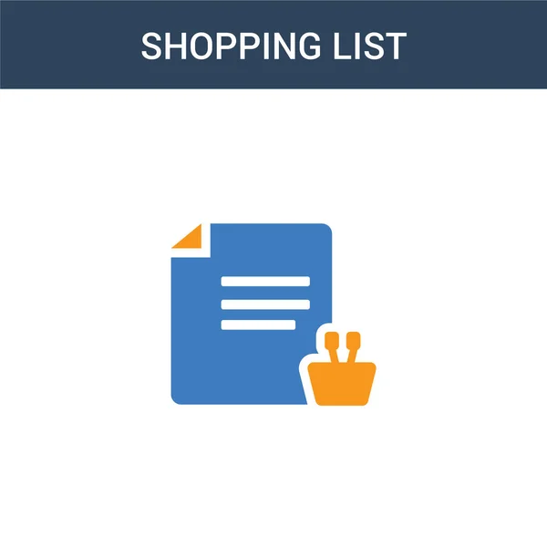 Deux Couleur Shopping Liste Concept Vectoriel Icône Couleurs Liste Achats — Image vectorielle
