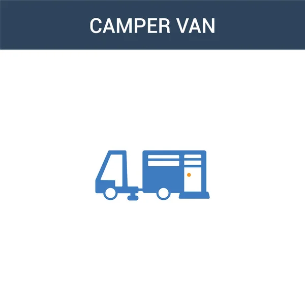 Dos Colores Camper Van Concepto Vector Icono Color Camper Van — Vector de stock