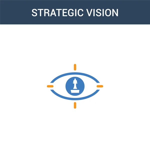 Dois Colorido Conceito Visão Estratégica Vetor Ícone Cor Estratégica Ilustração — Vetor de Stock