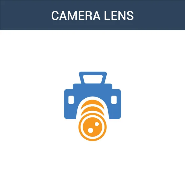 Иконка Вектора Концепции Двух Цветных Объективов Камеры Цветных Объектива Фотоаппарата — стоковый вектор