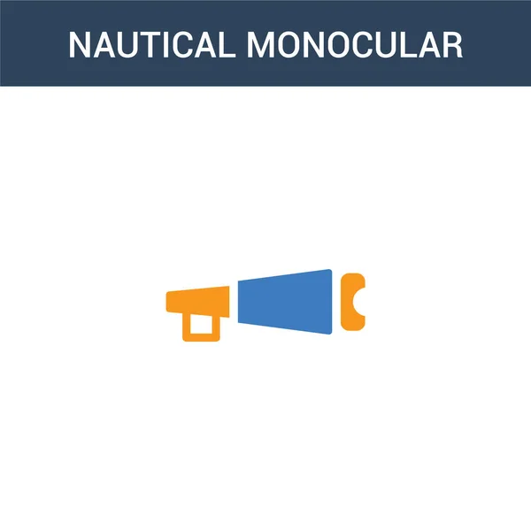Due Colorati Concetto Nautico Monoculare Icona Vettore Illustrazione Vettoriale Nautica — Vettoriale Stock