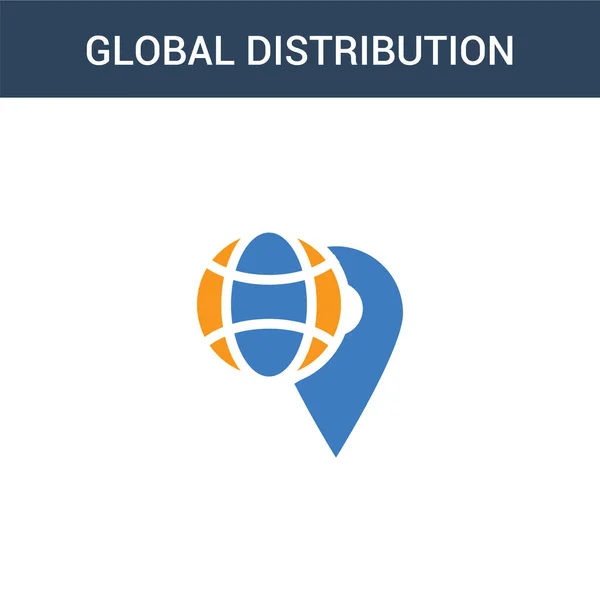 Icône Vectorielle Concept Distribution Globale Deux Couleurs Illustration Vectorielle Distribution — Image vectorielle