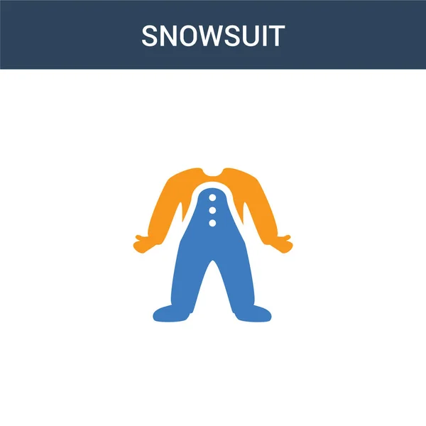 两个彩色雪衣概念矢量图标 2色雪衣矢量插图 白色背景上孤立的蓝色和橙色大脑图标 — 图库矢量图片