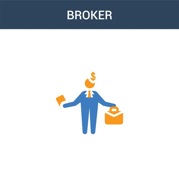 Twee Gekleurde Broker Concept Vector Icoon Kleuren Broker Vector Illustratie — Stockvector