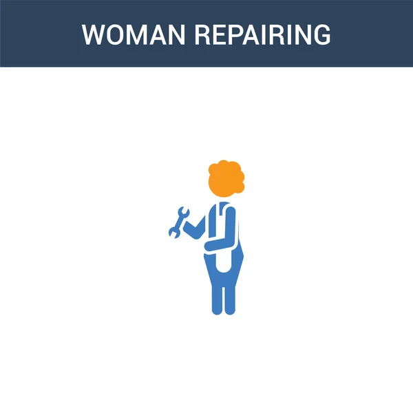 Dos Mujer Color Reparación Icono Vector Concepto Mujer Color Reparación — Archivo Imágenes Vectoriales