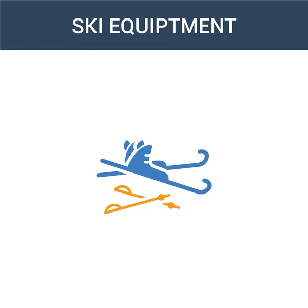 Dois Colorido Ícone Conceito Vetor Ski Equiptment Cores Ski Equiptment — Vetor de Stock