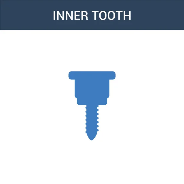 Twee Gekleurde Inner Tooth Concept Vector Icoon Kleuren Inner Tooth — Stockvector