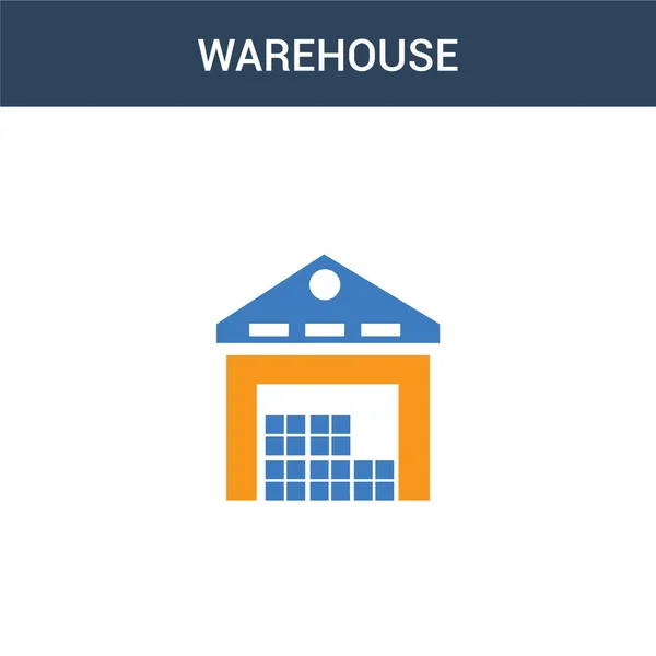 Dua Ikon Konsep Vektor Warehouse Berwarna Warna Vektor Warehouse Ilustrasi - Stok Vektor
