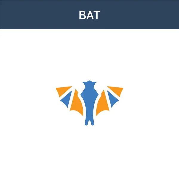 Twee Gekleurde Bat Concept Vector Icoon Kleuren Vleermuis Vector Illustratie — Stockvector
