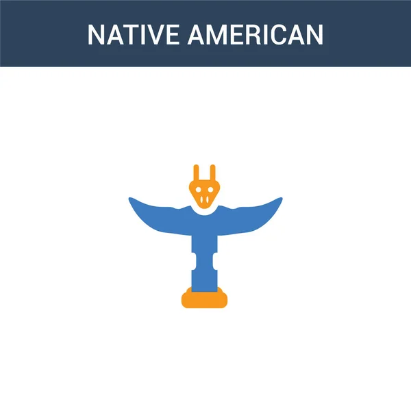 Två Färgade Native American Totem Koncept Vektor Ikon Färg Native — Stock vektor