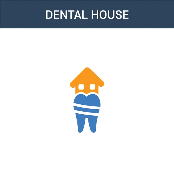 Dois Colorido Ícone Vetor Conceito Dental House Ilustração Vetor Casa —  Vetores de Stock