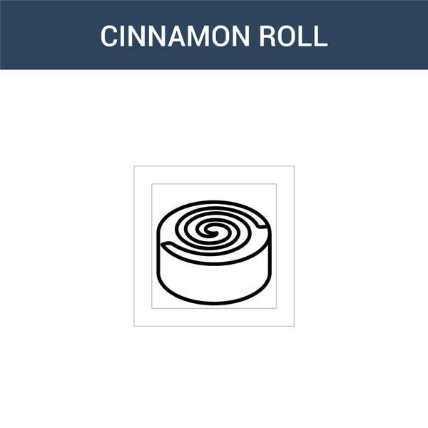 Två Färgade Cinnamon Roll Koncept Vektor Ikon Färg Kanel Rulle — Stock vektor