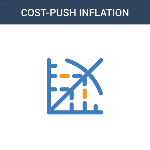 Două Pictogramă Vectorială Colorată Cost Push Inflation Concept Culori Cost — Vector de stoc