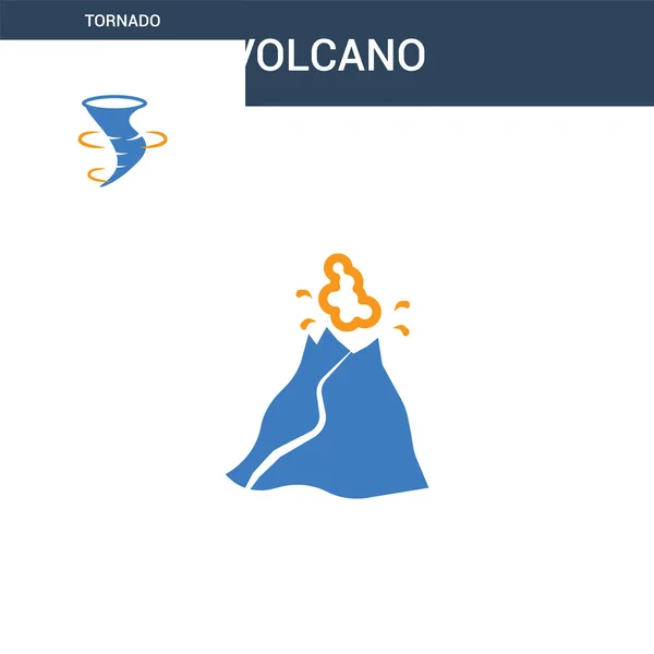 Dois Vulcão Colorido Conceito Vetor Ícone Cor Vulcão Vetor Ilustração — Vetor de Stock