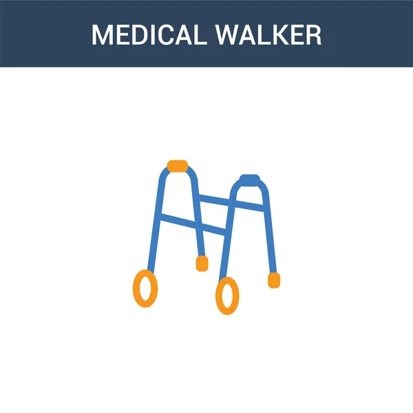 Zweifarbiges Medizinisches Walker Konzeptvektorsymbol Farbige Medizinische Walker Vektor Illustration Isoliertes — Stockvektor