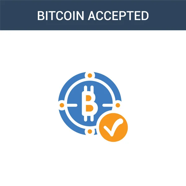 Two Colored Bitcoin Accepted Concept Vector Icon Color Bitcoin Accepted — Stock Vector