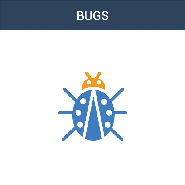 Dois Bugs Coloridos Conceito Vetor Ícone Colorir Bugs Ilustração Vetorial — Vetor de Stock