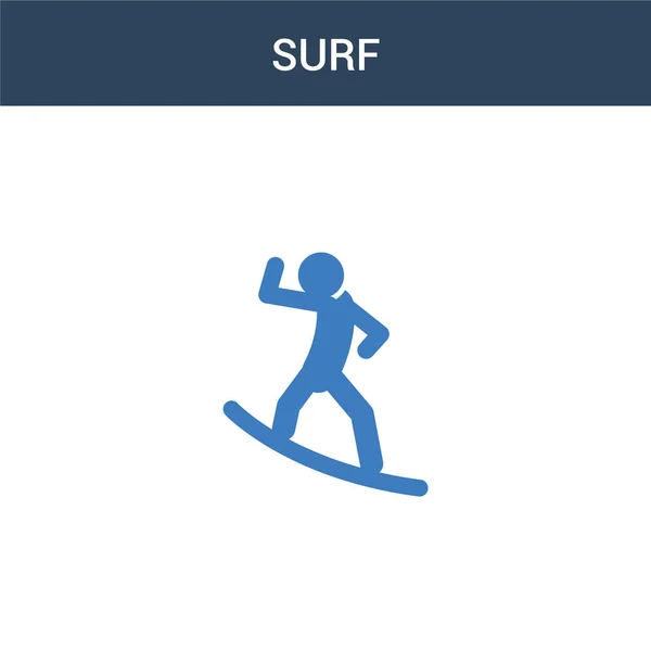 Icône Vectorielle Concept Surf Deux Couleurs Illustration Vectorielle Couleurs Surf — Image vectorielle