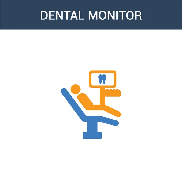 Twee Gekleurde Dental Monitor Concept Vector Icoon Kleuren Dental Monitor — Stockvector